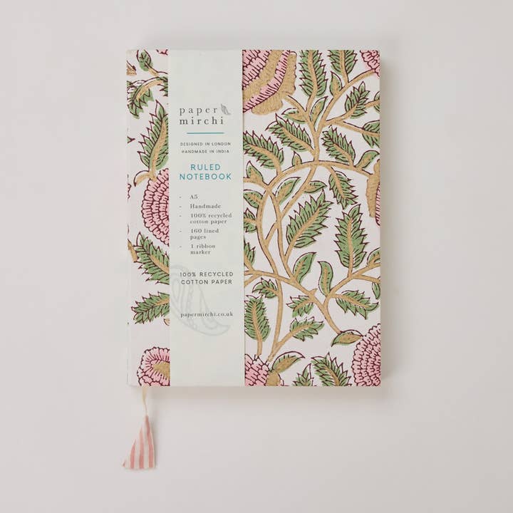 Caderno com Linhas e Impressão em Bloco (A5) - Marigold Glitz Blush por atacado de Paper Mirchi