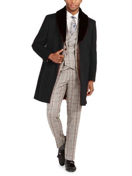 Mænds uldbil sort frakke topcoat for engroshandel hos Alberto Nardoni