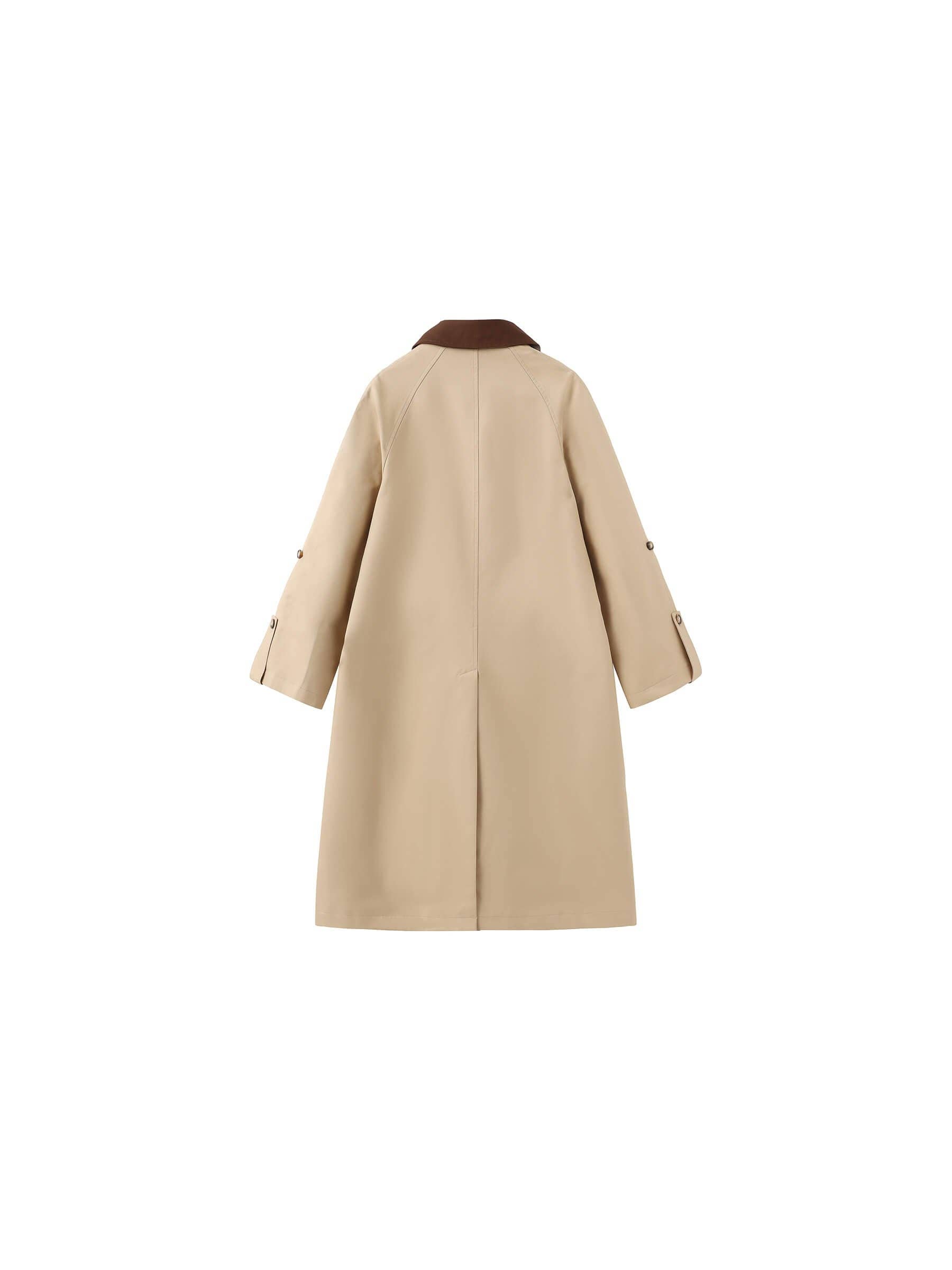 CUBIC - Wholesale Trench Coat - Women's - Color-Blocked Collar Long Trench Coat1