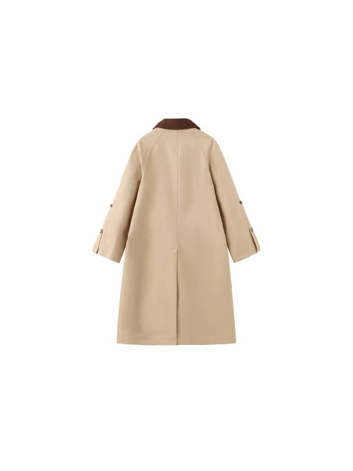 CUBIC - Wholesale Trench Coat - Women's - Color-Blocked Collar Long Trench Coat1