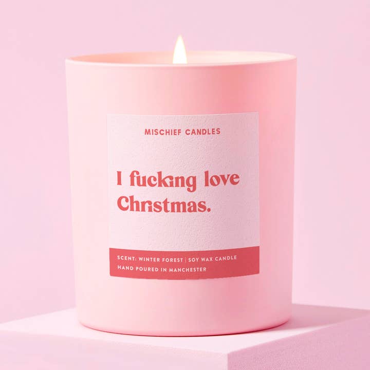 Funny Christmas Gift For Her I Fucking Love Christmas Candle for wholesale by Mischief Candles