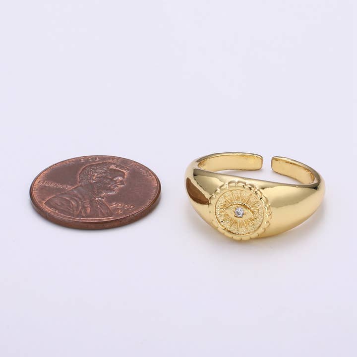 Aim Eternal – Engroshandel Solitairering – Guld onde øje Ring, solen brast onde øjne charme, Solitaire klare Cubic Charms, CZ guld onde øje charme, solen brast smykker levering R322