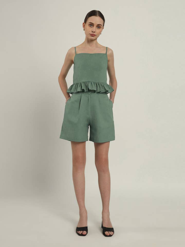 Shorts Matching Set- Mint Whimsical Willow for wholesale by Thevasa