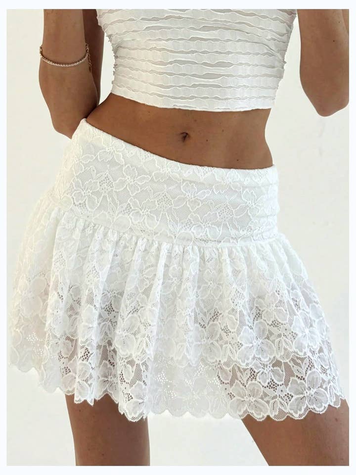 Sexy Ballet Lace Floral Cake Mini Skirt for wholesale by HIDDENBRAND