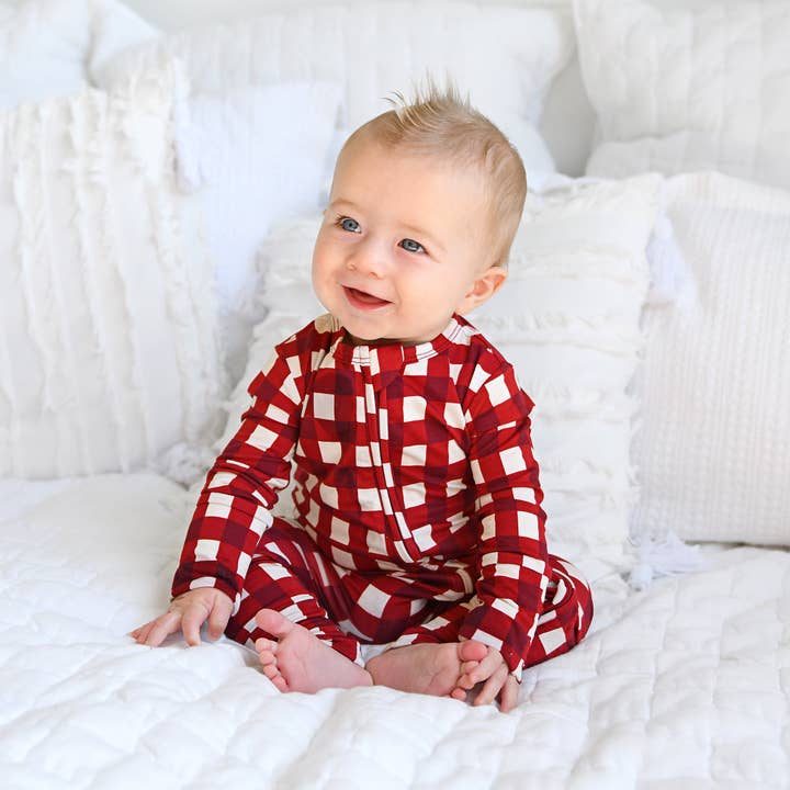 Gigi and Max - Wholesale Jumpsuit – Baby - Emery Plaid ZIP Christmas Bamboo Baby One Piece Outfit8
