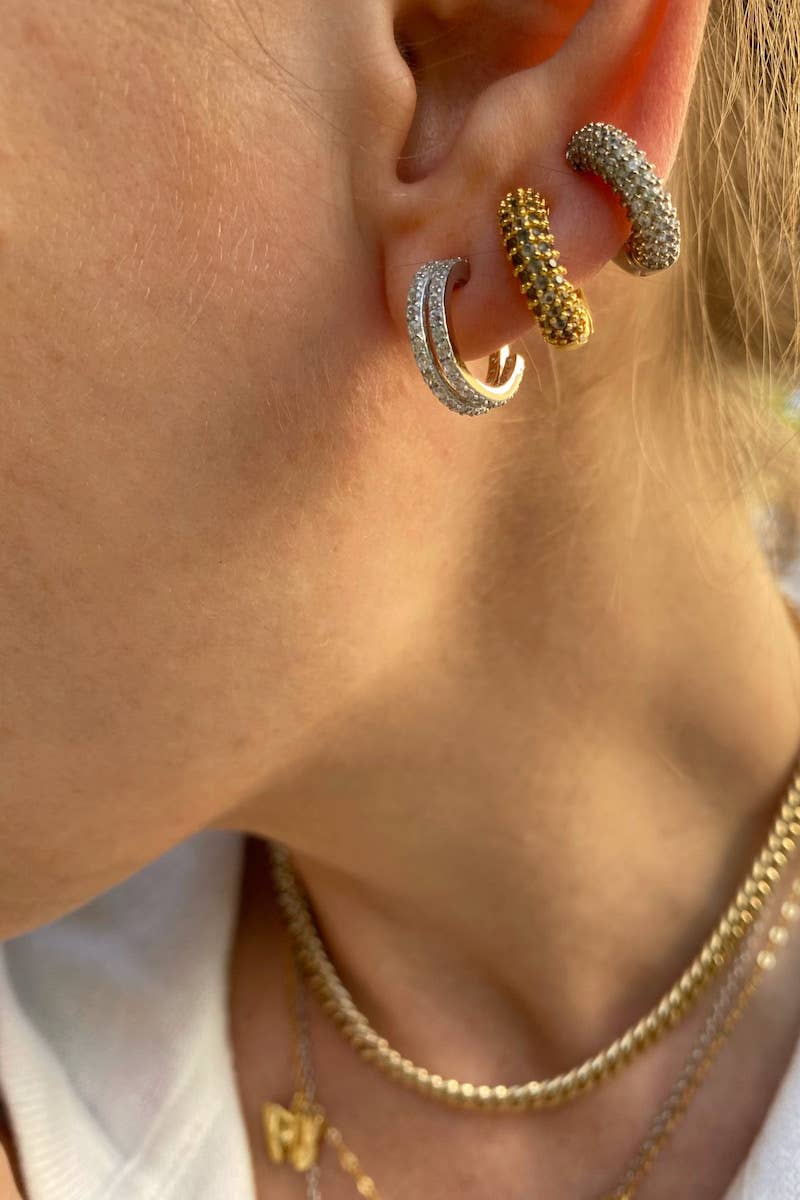 Native Gem – brincos huggies por atacado – HUGGIES GÊMEOS MALVADOS - PRATA ESTERLINA2