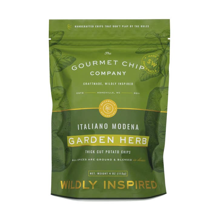 Italiano Modena Garden Herb Thick Cut Potato Chips - Case of 12 for wholesale by The Gourmet Chip Company