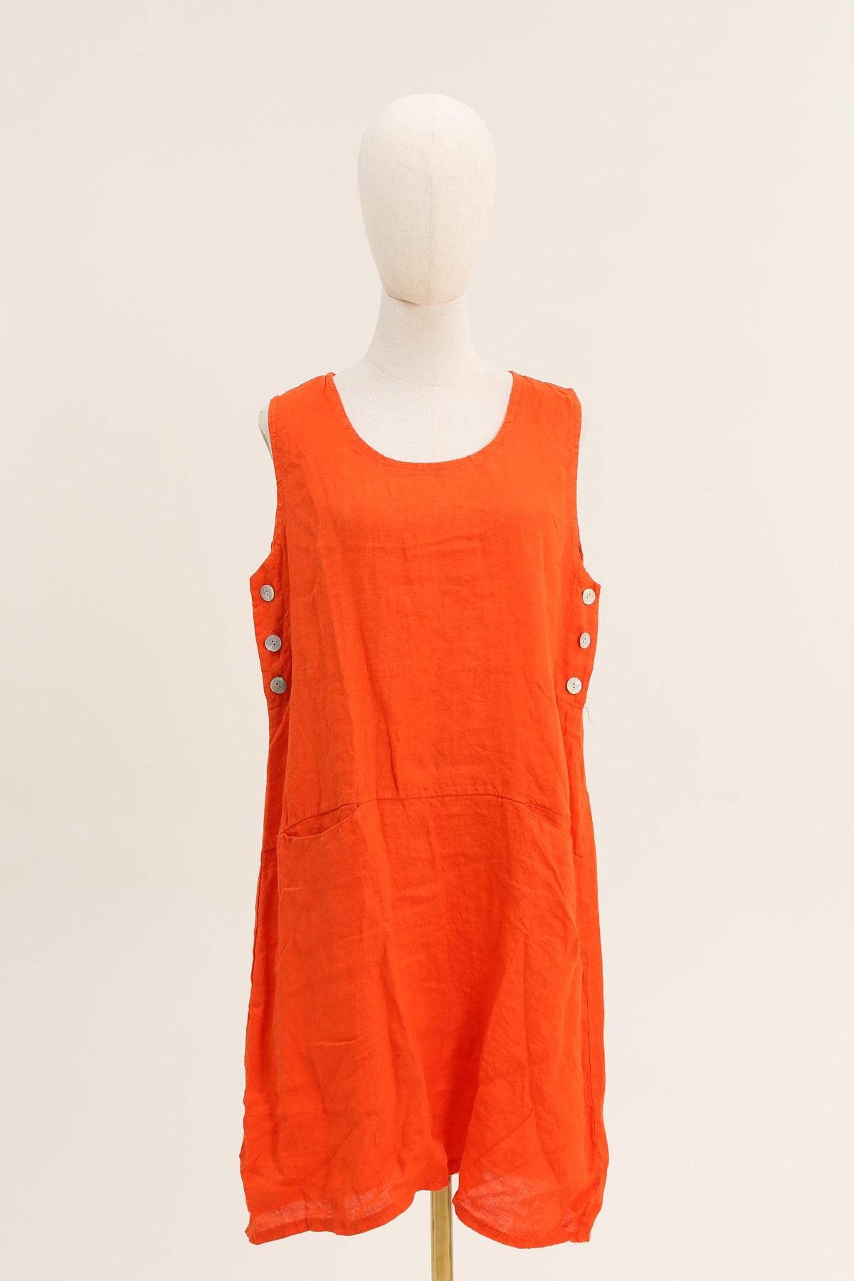 la maison des fibres naturelles – Großhandel Kleid – Damen – Ärmelloses Kleid aus 100 % Leinen, Modell 62551931