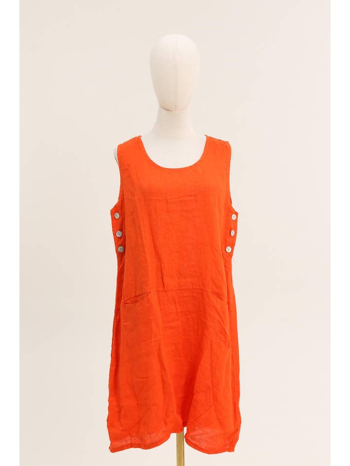 la maison des fibres naturelles – Großhandel Kleid – Damen – Ärmelloses Kleid aus 100 % Leinen, Modell 62551931