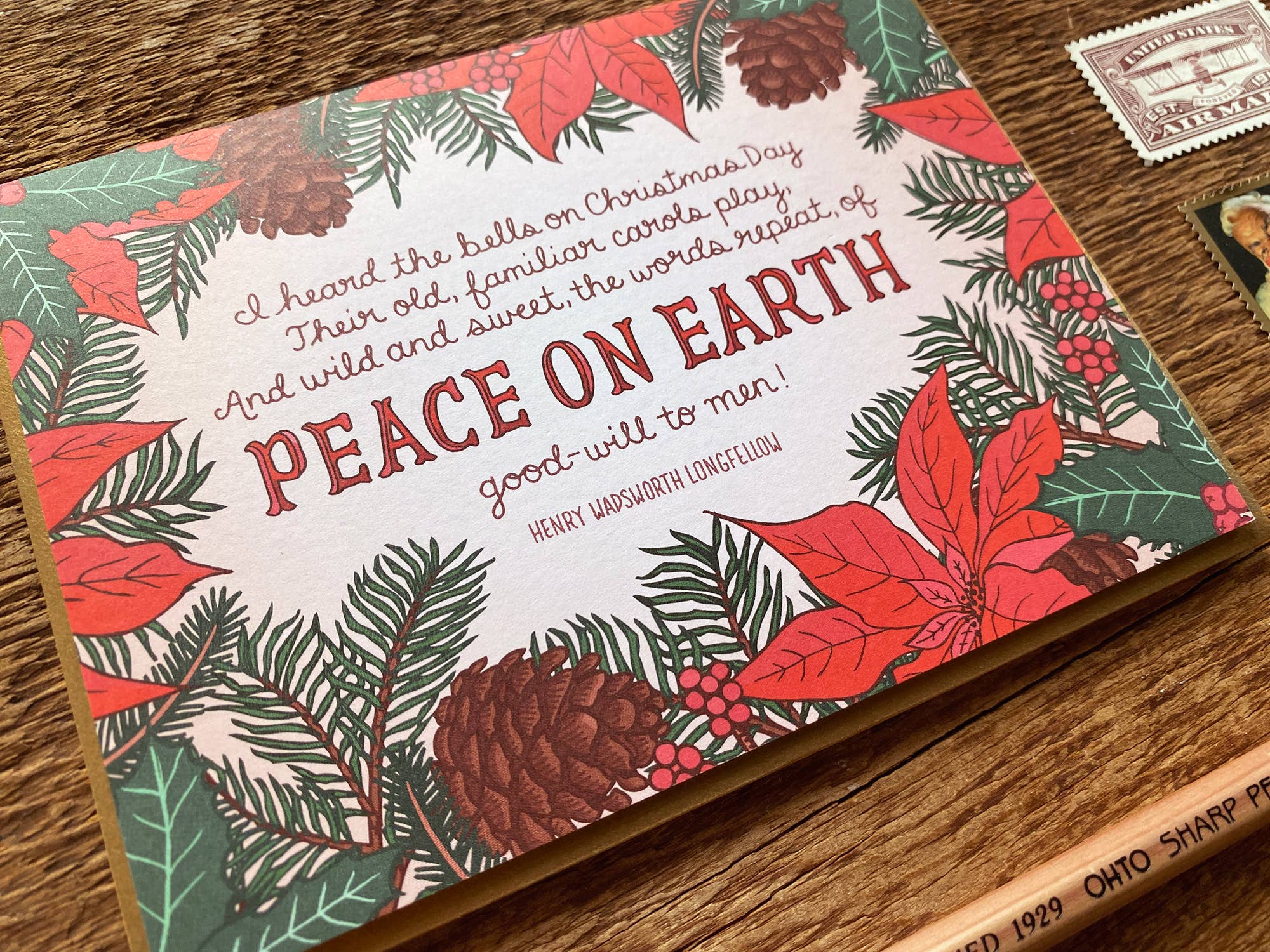 Noteworthy Paper & Press - Wholesale Christmas Card - Longfellow Quote Card2