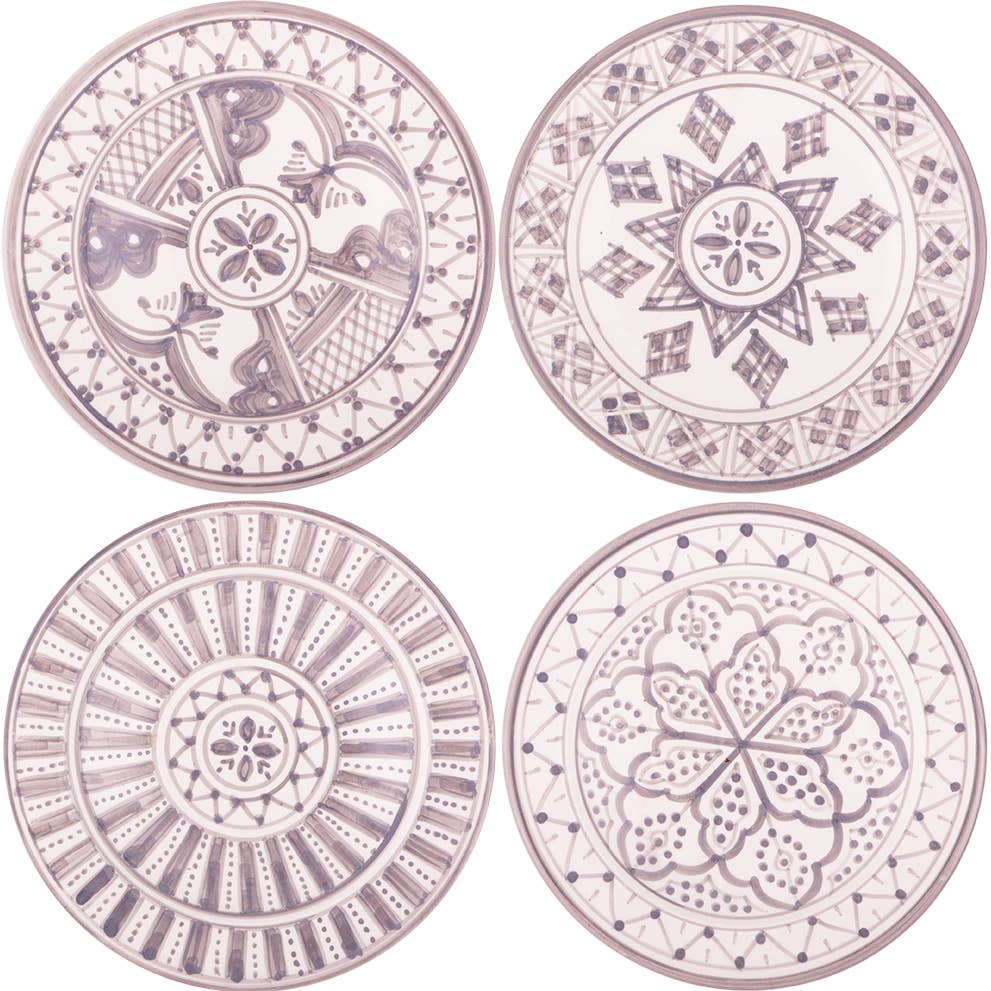 atelierBOEMIA - Wholesale Appetizer Serveware - Safi  Ceramic  Appetizer  Plates -  Set  of  4  Patterns1