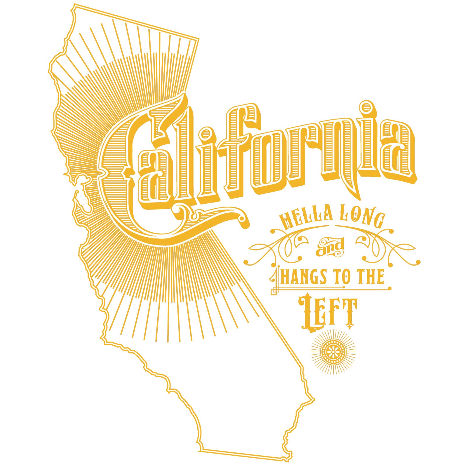 SF Mercantile - Wholesale Screen Printed T-Shirt - Unisex - California Hella Long and Hangs to the Left, Unisex Tee1