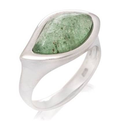 Anillo con aventurina verde natural en plata de ley rodiada 925 para venta al por mayor de OPALOOK France