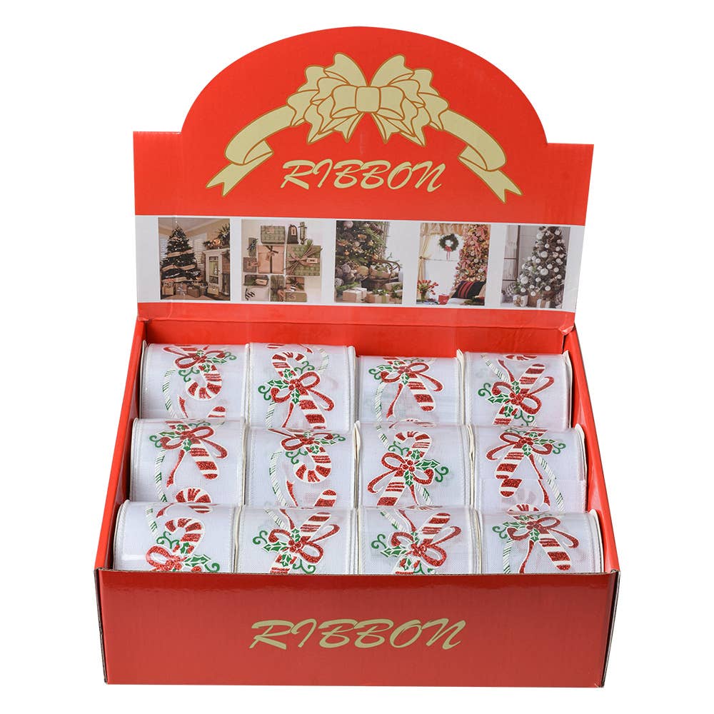 Clayre & Eef - Wholesale Christmas Decoration - LI0133 Christmas ribbon 63 mm x 5 m White Synthetic1