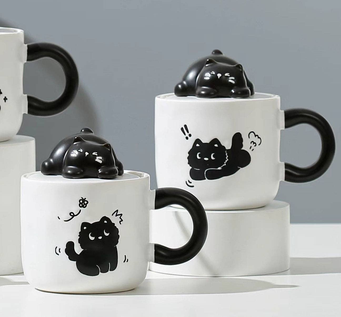 Urban Tokyo - Wholesale Coffee Mug - Black Cat 13oz Mug With Lid and Spoon (10/30)6