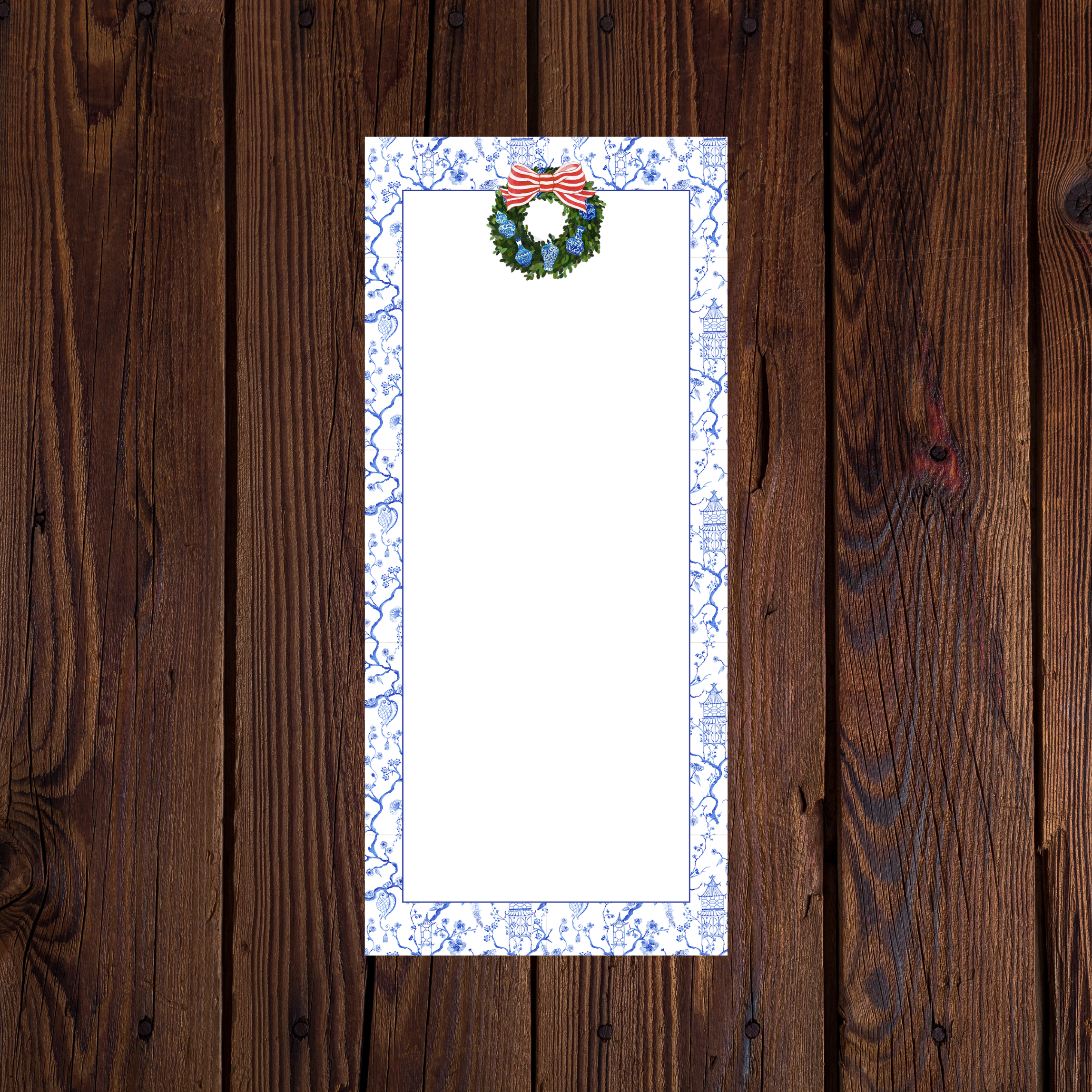 Design Carolinas - Wholesale Notepad - Ginger Jar Wreath Chinoiserie Christmas Notepad 1