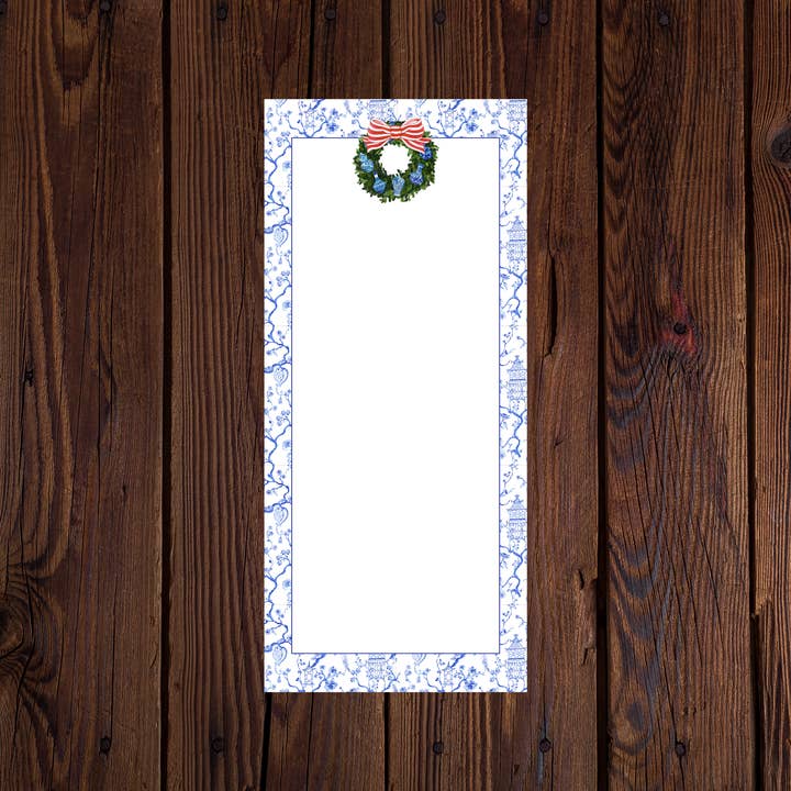Design Carolinas - Wholesale Notepad - Ginger Jar Wreath Chinoiserie Christmas Notepad 1