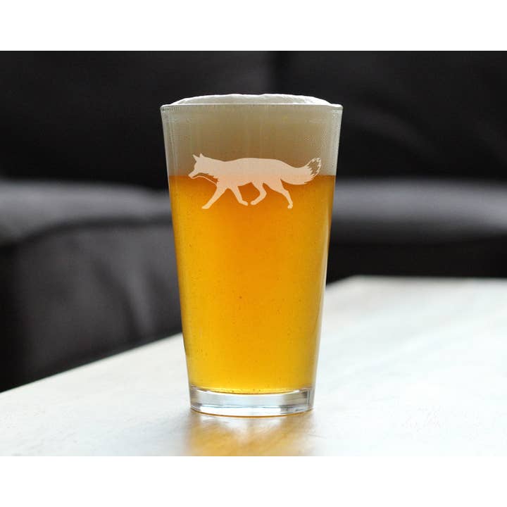bevvee - Wholesale Beer Glass/Mug - Fox Silhouette Pint Glass for Beer - Rustic Cabin Gifts