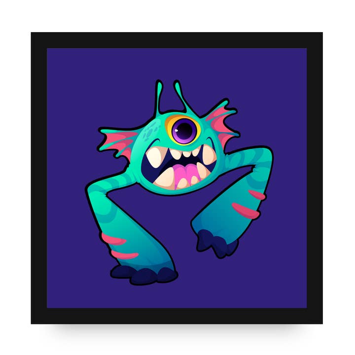 Otis the Outerspace Monster Framed Canvas by DLJ for wholesale by Dancing Littles Jungle
