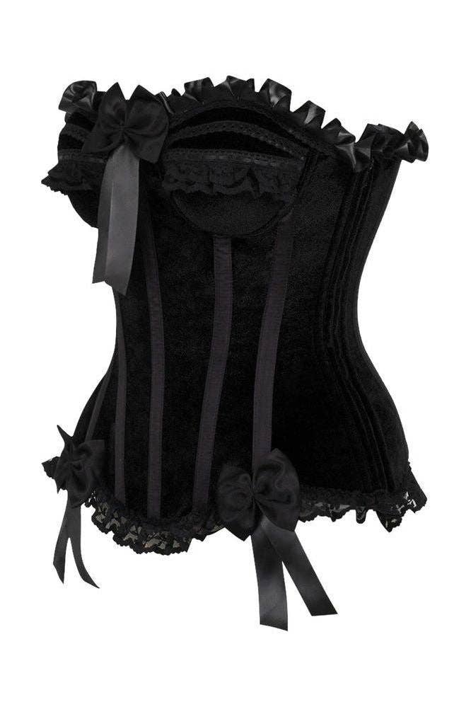 Daisy Corsets - Venta al por mayor Corsé - Mujer - Corsé burlesco deshuesado de acero aterciopelado negro con cajón superior1
