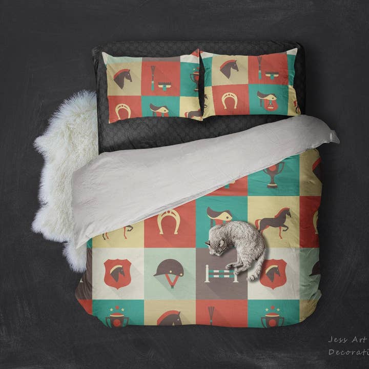 Juego de funda de edredón con patrón de cuadros en 3D, juego de ropa de cama, fundas de almohada 20 para venta al por mayor de Jess Art Decoration