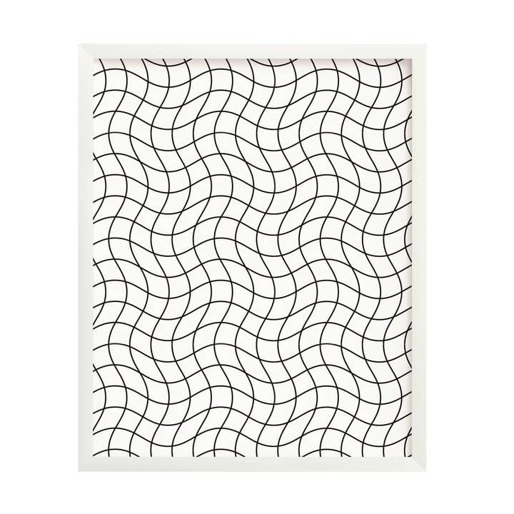 Au Revoir Grid Noir • Zwart-witte golvende rasterkunstdruk voor wholesale door My Darlin'