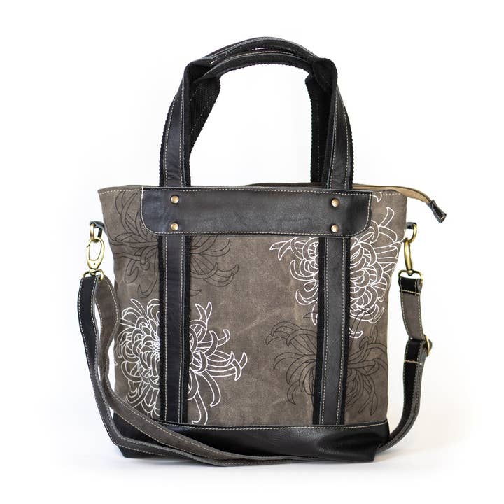 Spider Mums Recycled Canvas Crossbody Tote for wholesale by TAKENYA
