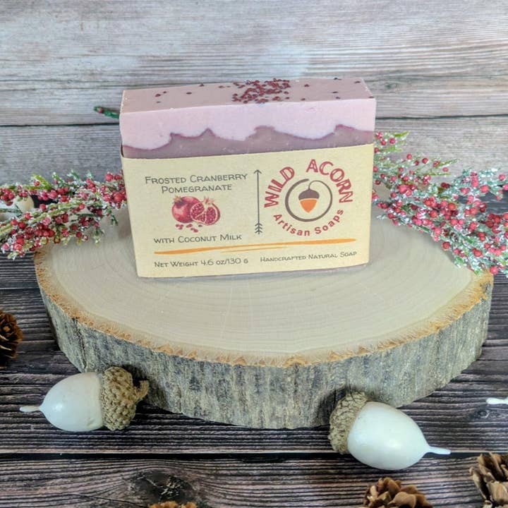 Frosted Cranberry Pomegranate with Coconut Milk for wholesale by Wild Acorn Artisan Soaps LLC