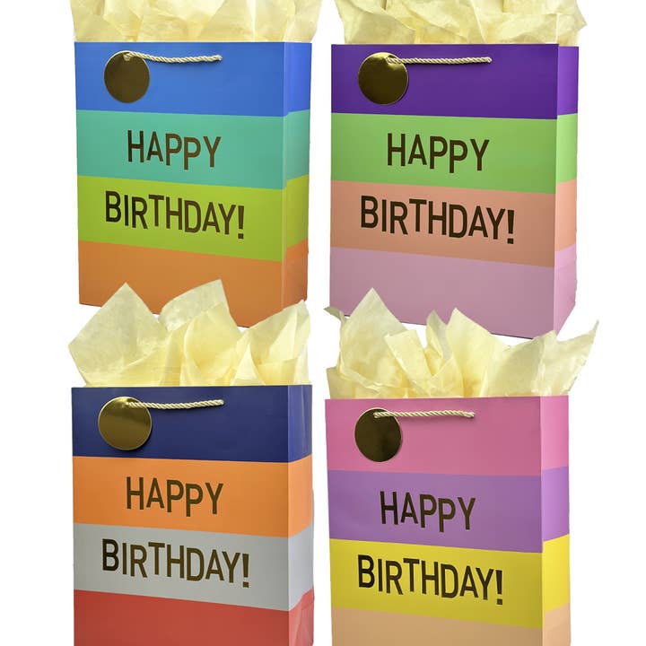 Angels Craft - Wholesale Gift Bag - Happy Birthday Gift Bag - three color stripes1