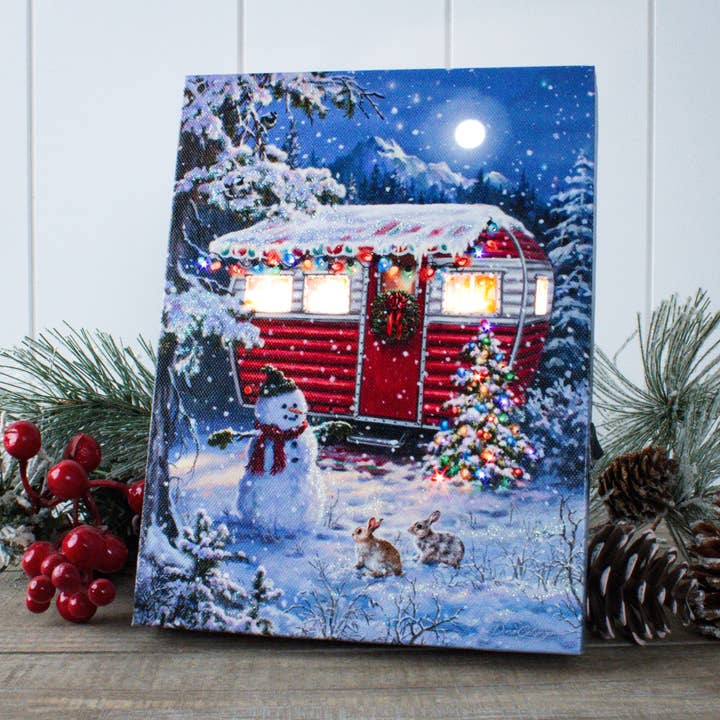 Snowy Retreat beleuchtete Tischleinwand, 8 x 6 für den Großhandel von Glow Decor