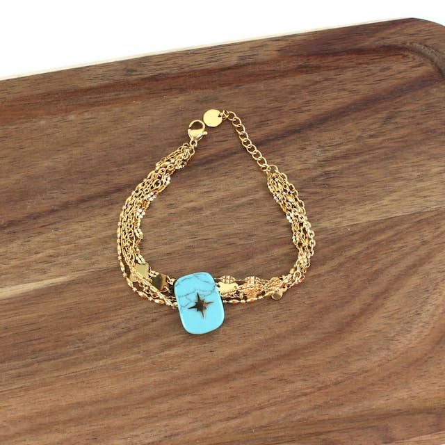 B24047 Northern Light Stone Charm Stainless Steel Bracelet for wholesale by Pretty Persuasions