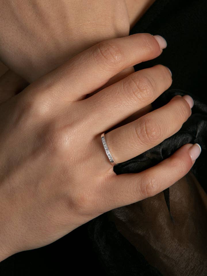 Women's Sterling Silver 925 Stackable Ring with Stones for wholesale by Volenia Silver