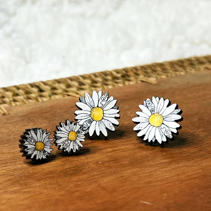 Little Daisy Earring Studs, Flower Earrings, Original Design for wholesale by Katekreates
