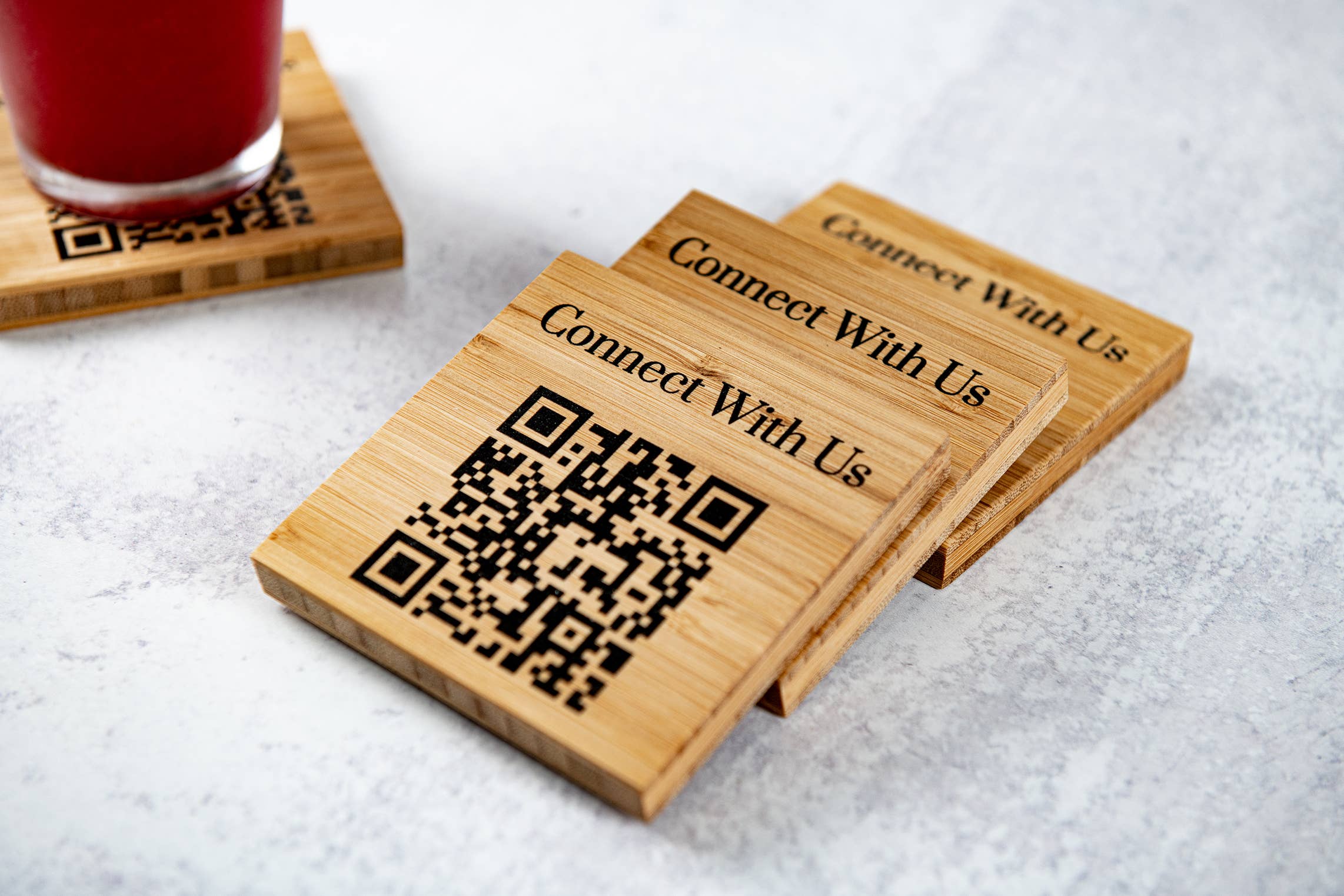 Left Coast Original - Wholesale Coasters - QR CODE BAMBOO COASTERS - Set of 46