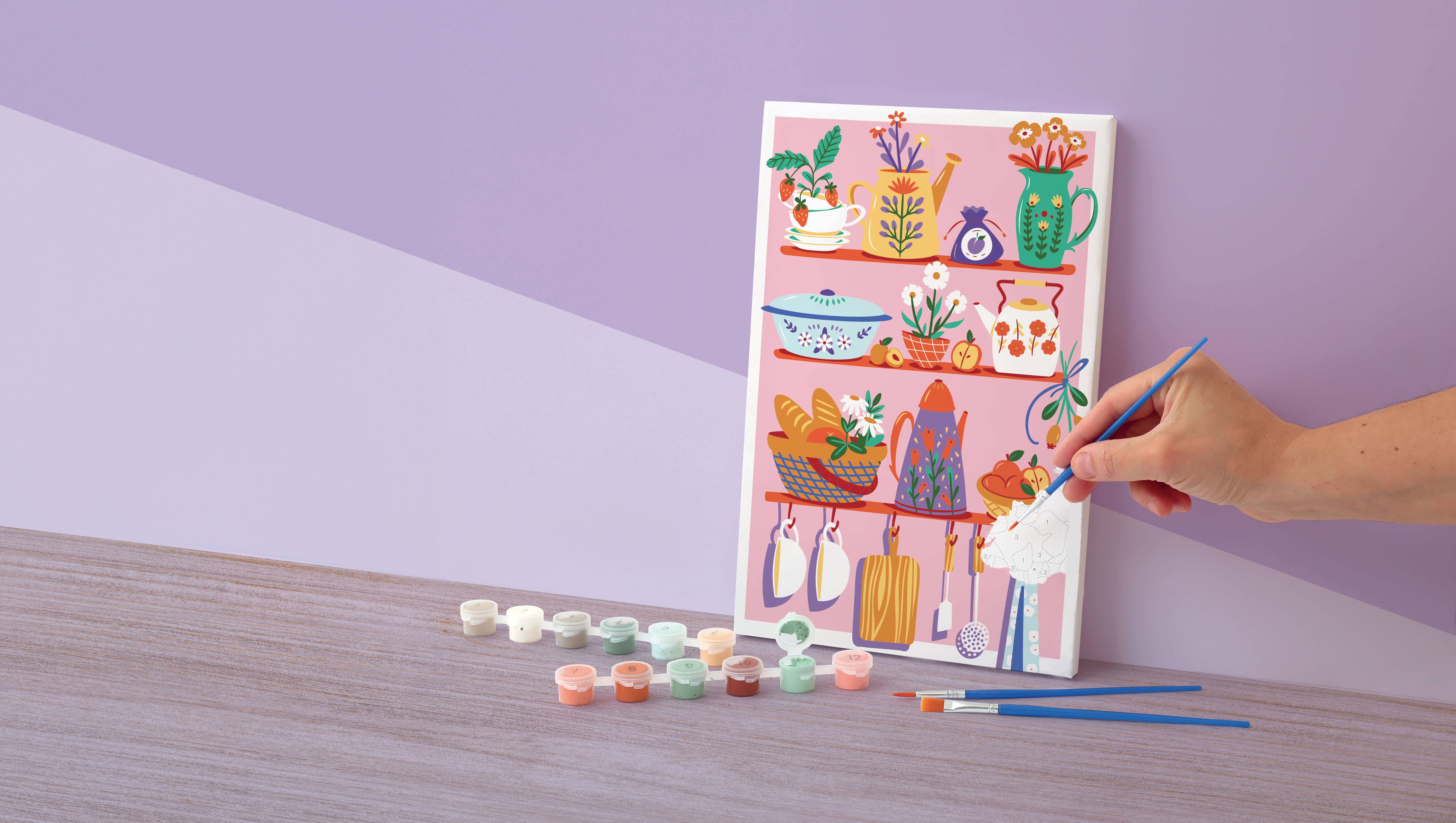 Graine Créative - Wholesale DIY Craft Kit - PAINT BY NUMBER 20 x 30 – KITCHEN SIDE