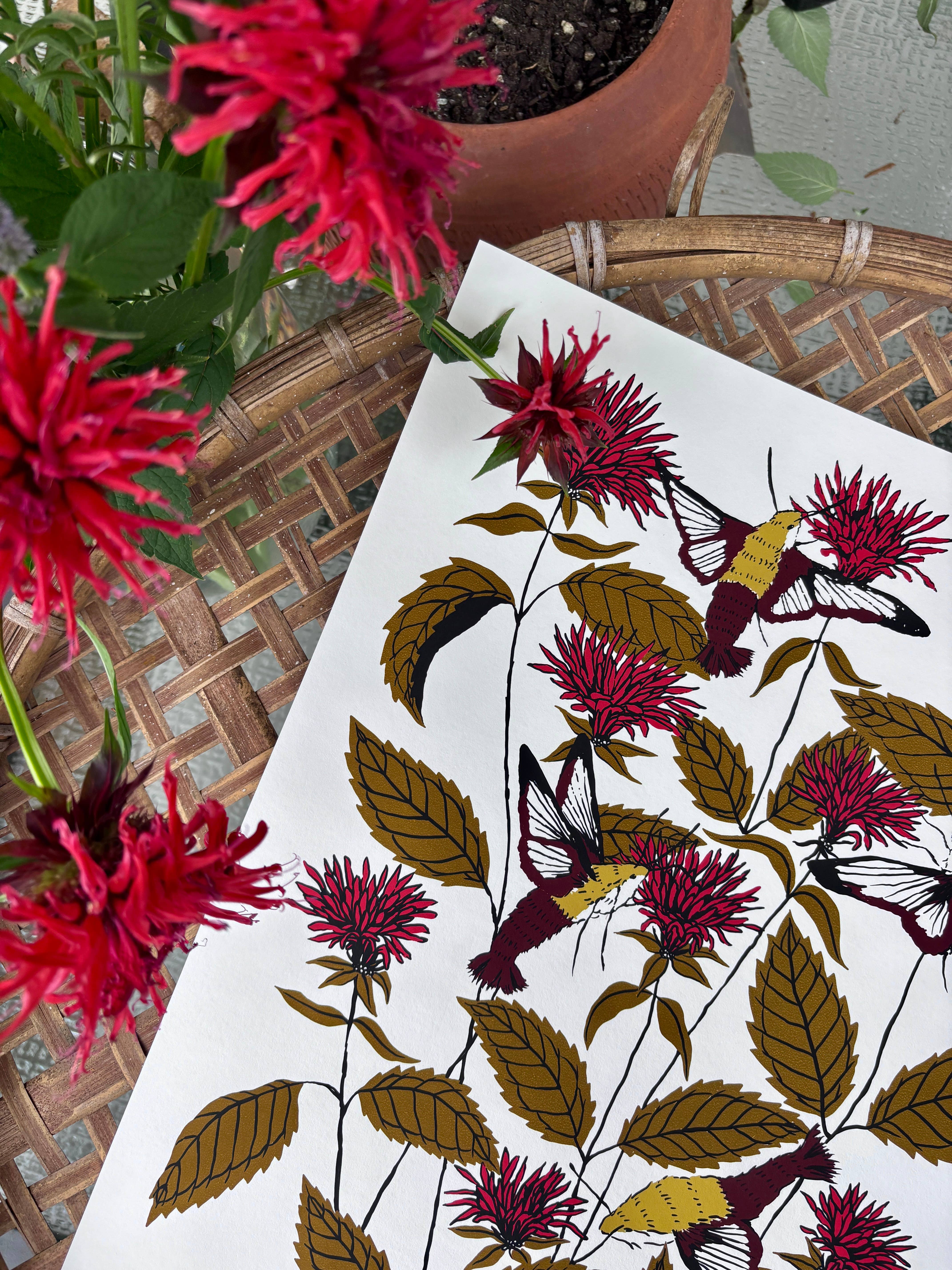 Needlebone, LLC - Wholesale Art Print - Bee Balm - 14x11 Print5