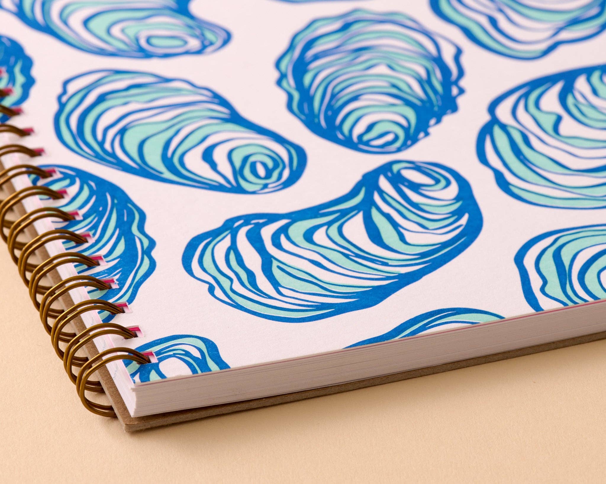 And Here We Are - Wholesale Notebook - Modern Seafood Letterpress A5 Spiral Notebook—Oyster Shell1