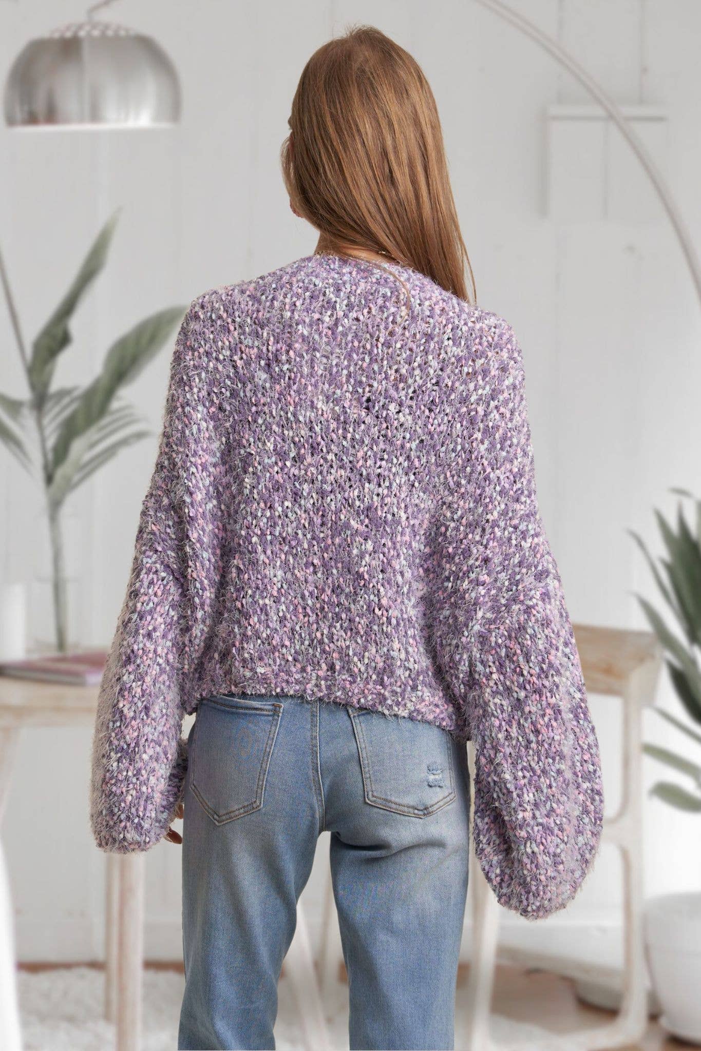 ADORA LA - Wholesale Knit Sweater - Women's - CESW3457-MULTI COLOR POPCORN TEXTURED SWEATER TOP3