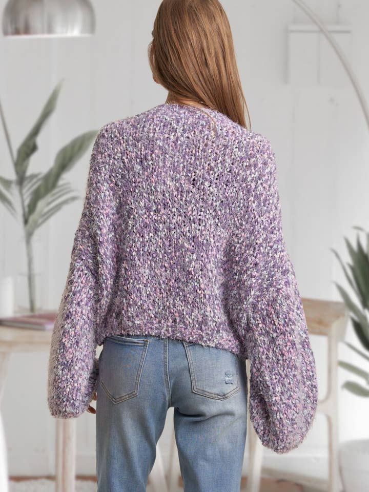 ADORA LA - Wholesale Knit Sweater - Women's - CESW3457-MULTI COLOR POPCORN TEXTURED SWEATER TOP3