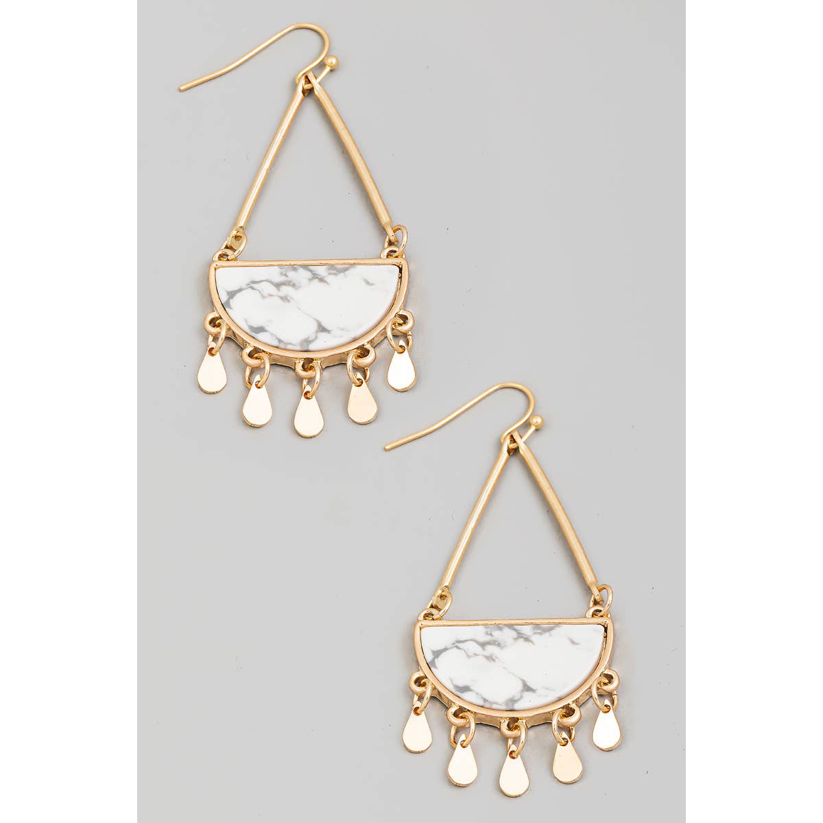 The Looks by Fame Accessories - Wholesale Dangle Earrings - Half Stone Tear Dangle Fringe Earrings1