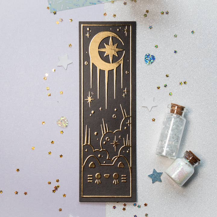 Celestial Black Tarot Card Cat Bookmark for wholesale by Sparkles in the Wild
