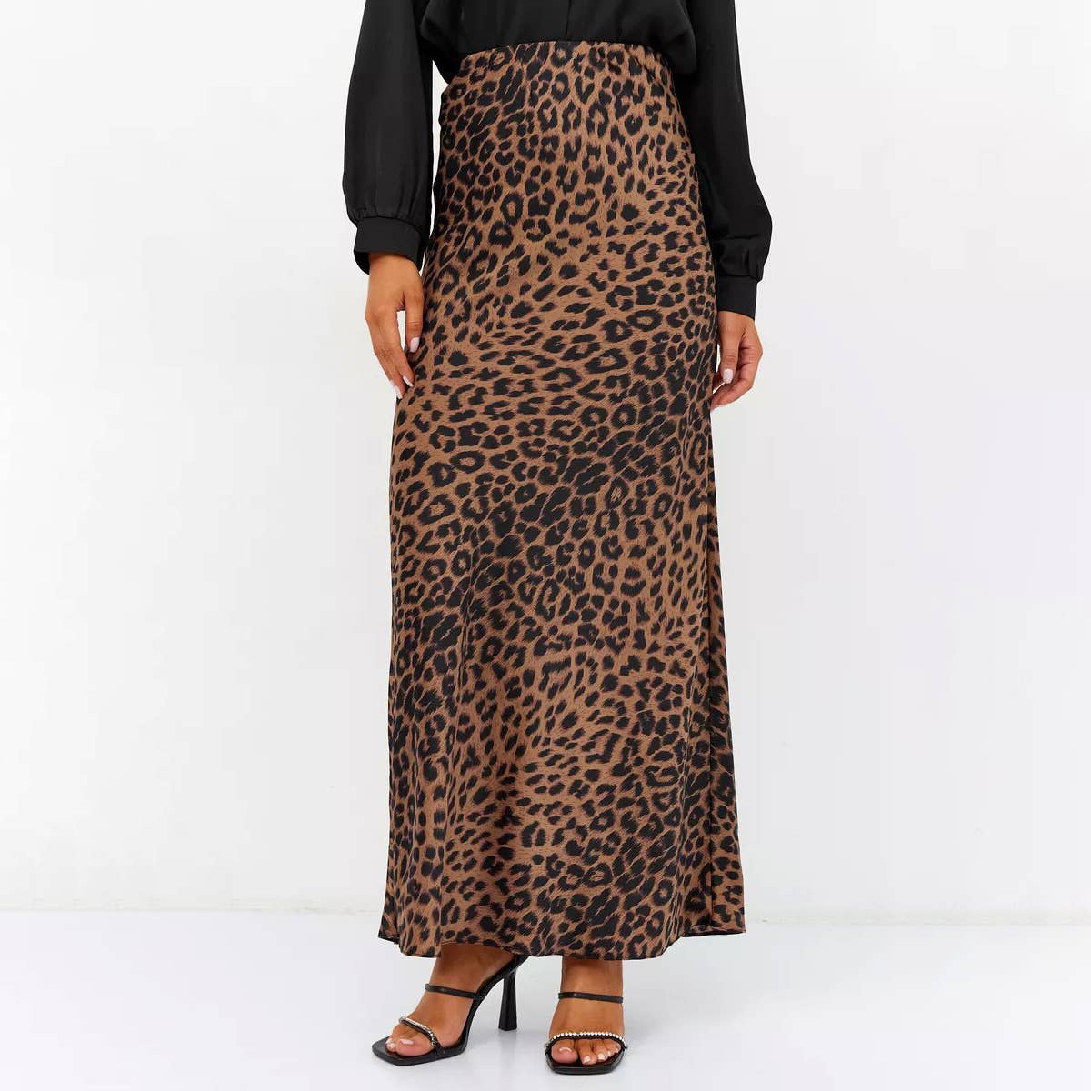 Lily Clothing - Wholesale Skirt - Women's - SEXY SATIN LEOPARD PRINT HIGH-WAISTED SKIRT4