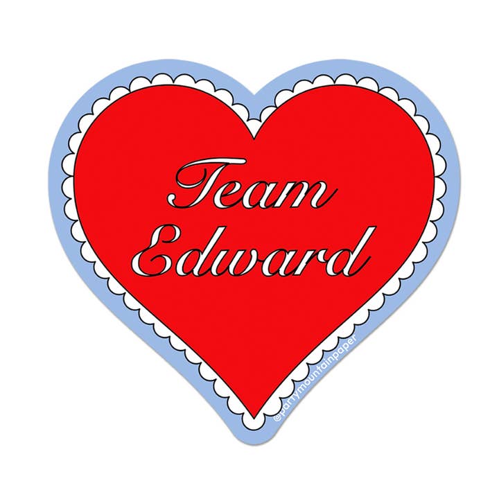 Team Edward Heart Sticker for wholesale by Party Mountain Paper co.
