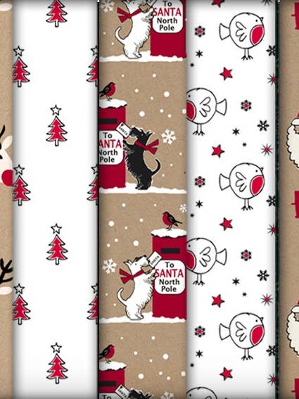 Eco-friendly Christmas Ho Ho FSC™ roll wrapping paper (12) for wholesale by The Unique Paper Company