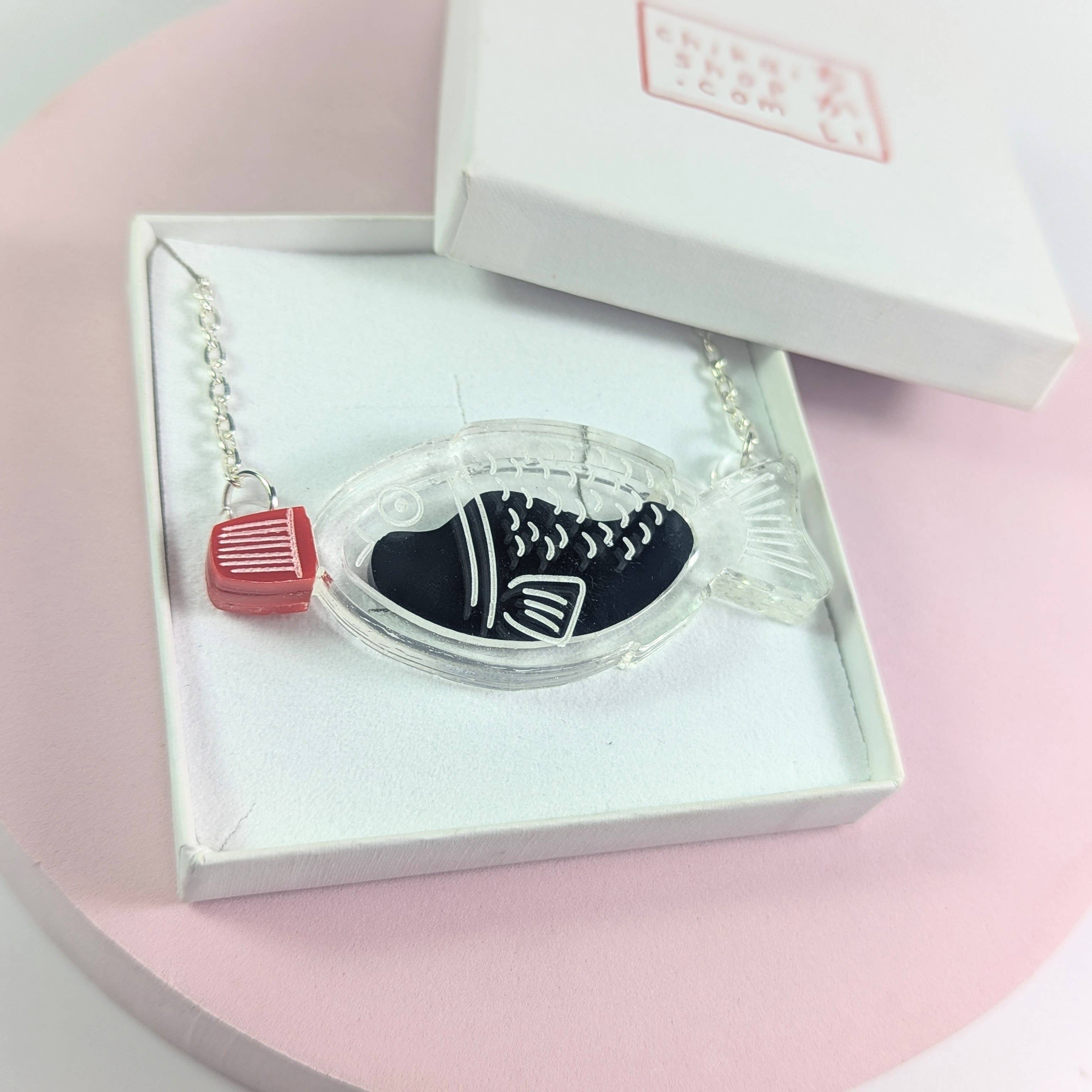 Chikai Shop – wholesale Pendant/charm necklace – Soy Sauce fish container necklace Japanese lover acrylic