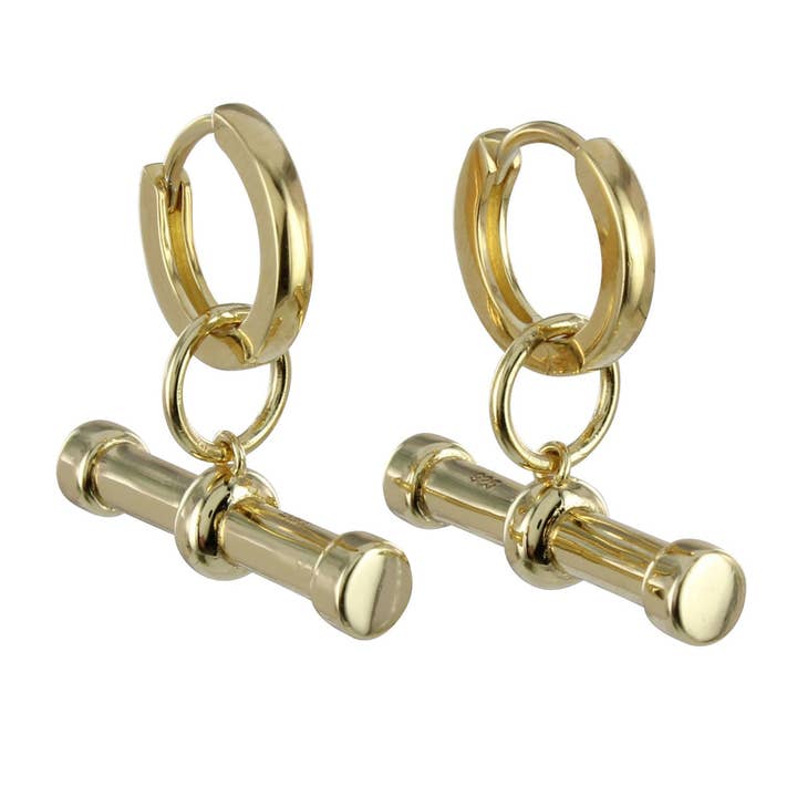 Sterling Silver T Bar Earrings Gold for wholesale by REEVES & REEVES