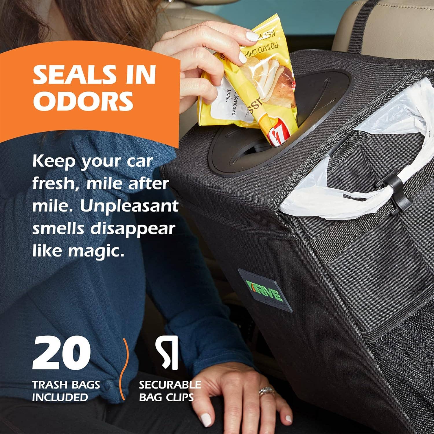 Above Edge - Wholesale Automotive Cleaning Products - Car Trash Can - Collapsible, Leakproof Garbage Bin with 20 T2