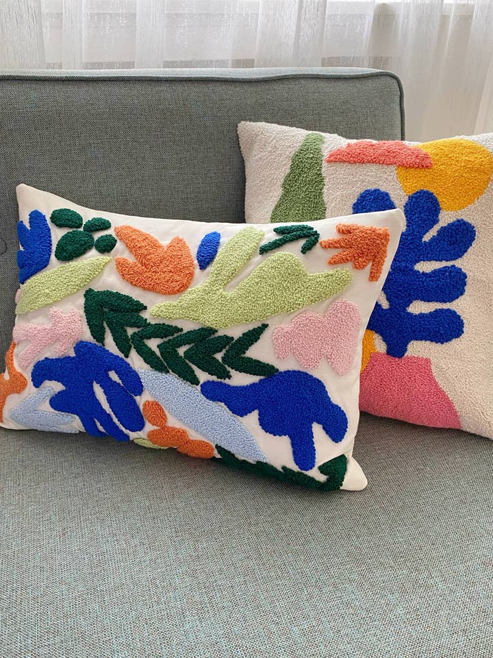 Hand Tufted Punch Needle Pillow & Cushion Cover Set for wholesale by Honey Art and Nature