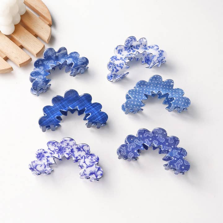 NINEXIS - Wholesale Hair Clip - Women's - CWAHA1400_SIMPLE WAVE HAIR CLAW CLIP BLUE SET 10