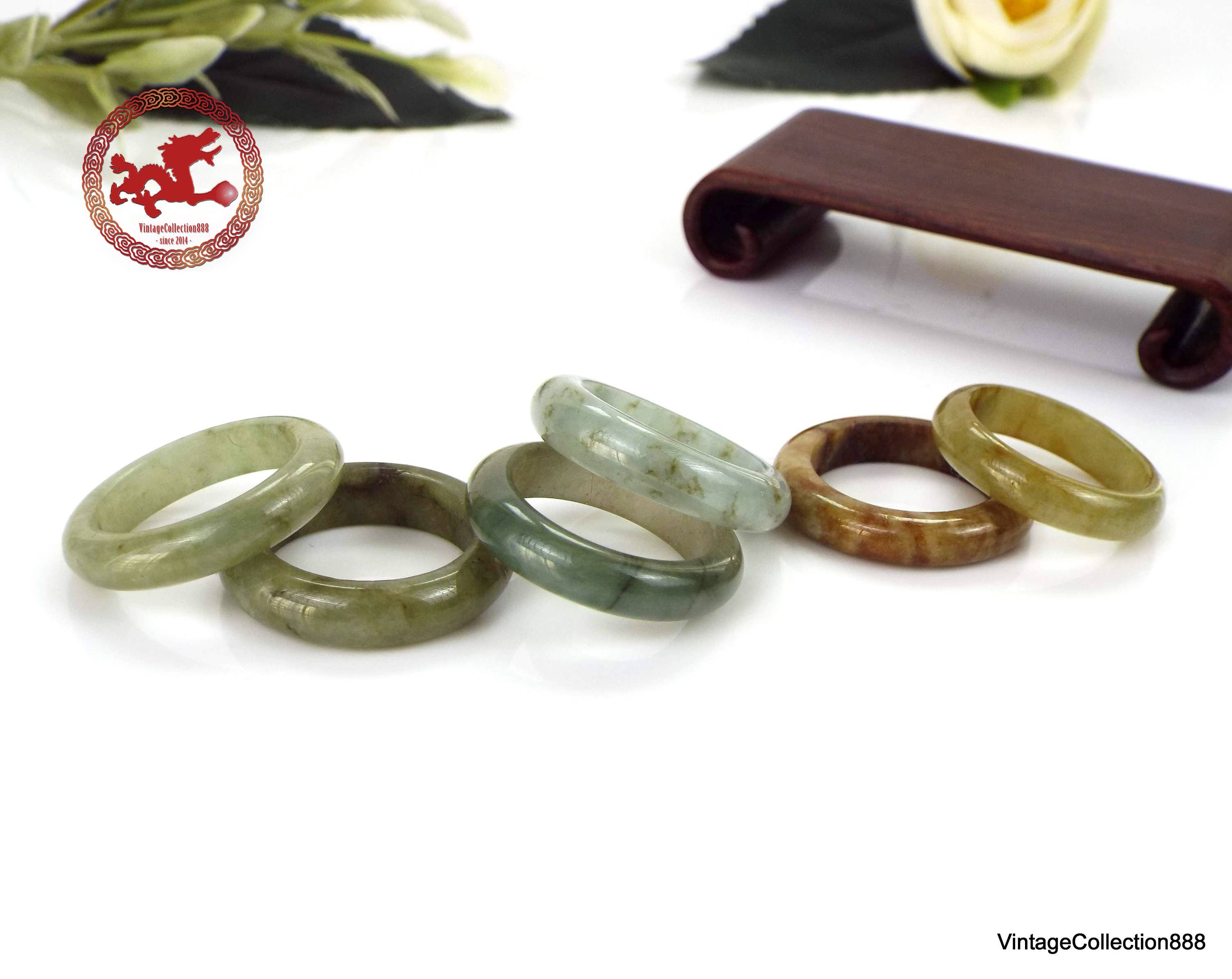 Vintagecollection888 - Wholesale Cocktail/Statement Ring - Authentic Natural Jade- Jadeite Ring Us 7.5 - 17.7Mm6